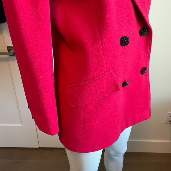 Jean Claude Poitras Bof! Designer Vtg Double Breasted Wool Blend Blazer Red Sz 8 - Picture 6 of 13